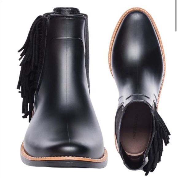 Bernardo Penney Rain Boot With Fringe In Black Size 6 - Picture 3 of 14